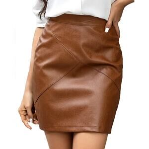Zeagoo Tan pleather skirt XXL